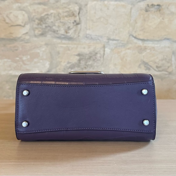 COACH Morgan Top Handle croc embossed leather Satchel Bag/Wallet Amethyst NWT - Picture 6 of 14